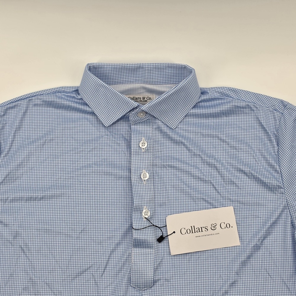 Collars & Co Dress Collar Polo Mens Small Blue Relaxed Featherweight Flex